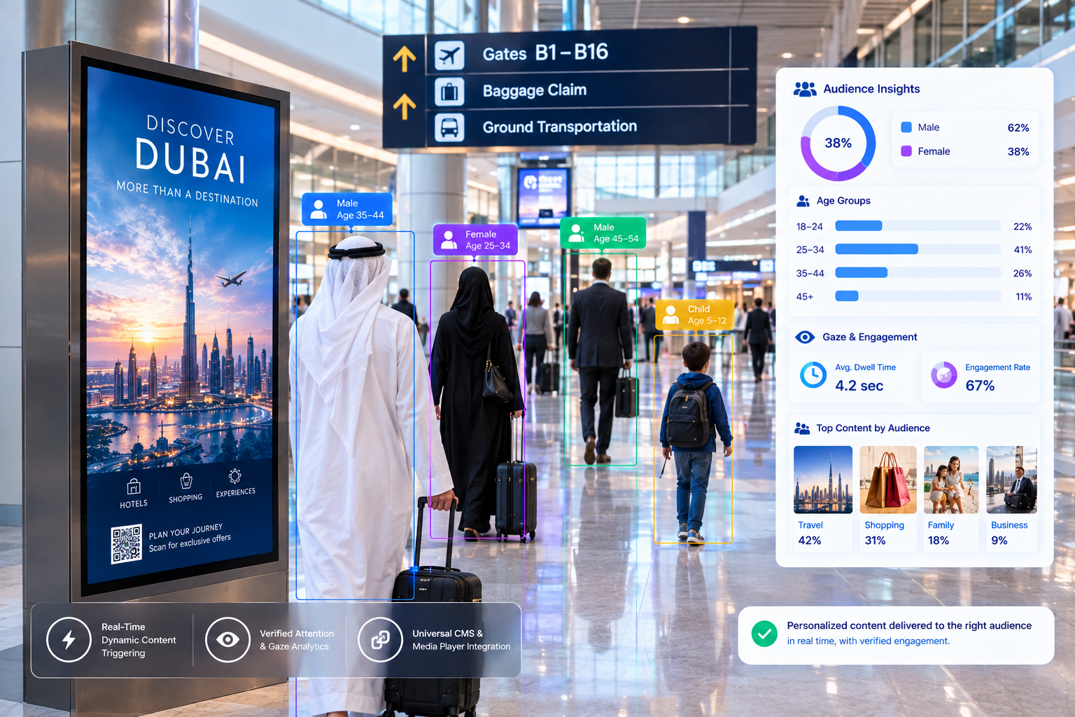 Airport and transit digital signage AI